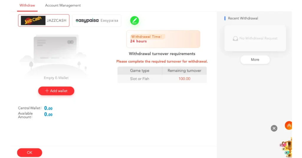 BN55 Game Withdraw dashboard